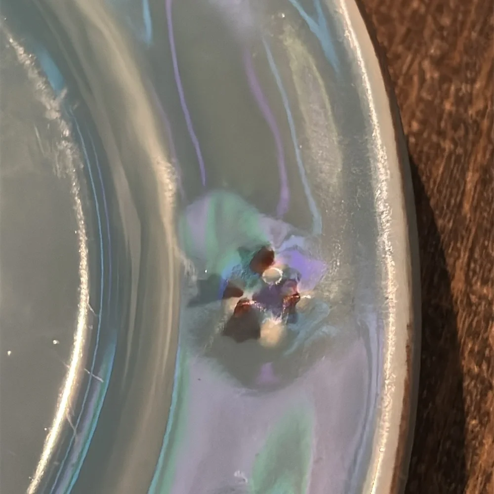 Pier 1 Tosco Lagoon‎ Blue 2 Salad or Desert Plates Embossed Flowers